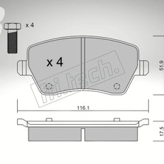 Endless brake pads front axle for Alfa Romeo Art. A03800