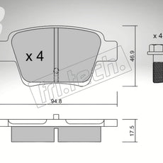 fri.tech. Pastillas de freno de eje trasero para Citroën, número de pieza F64550