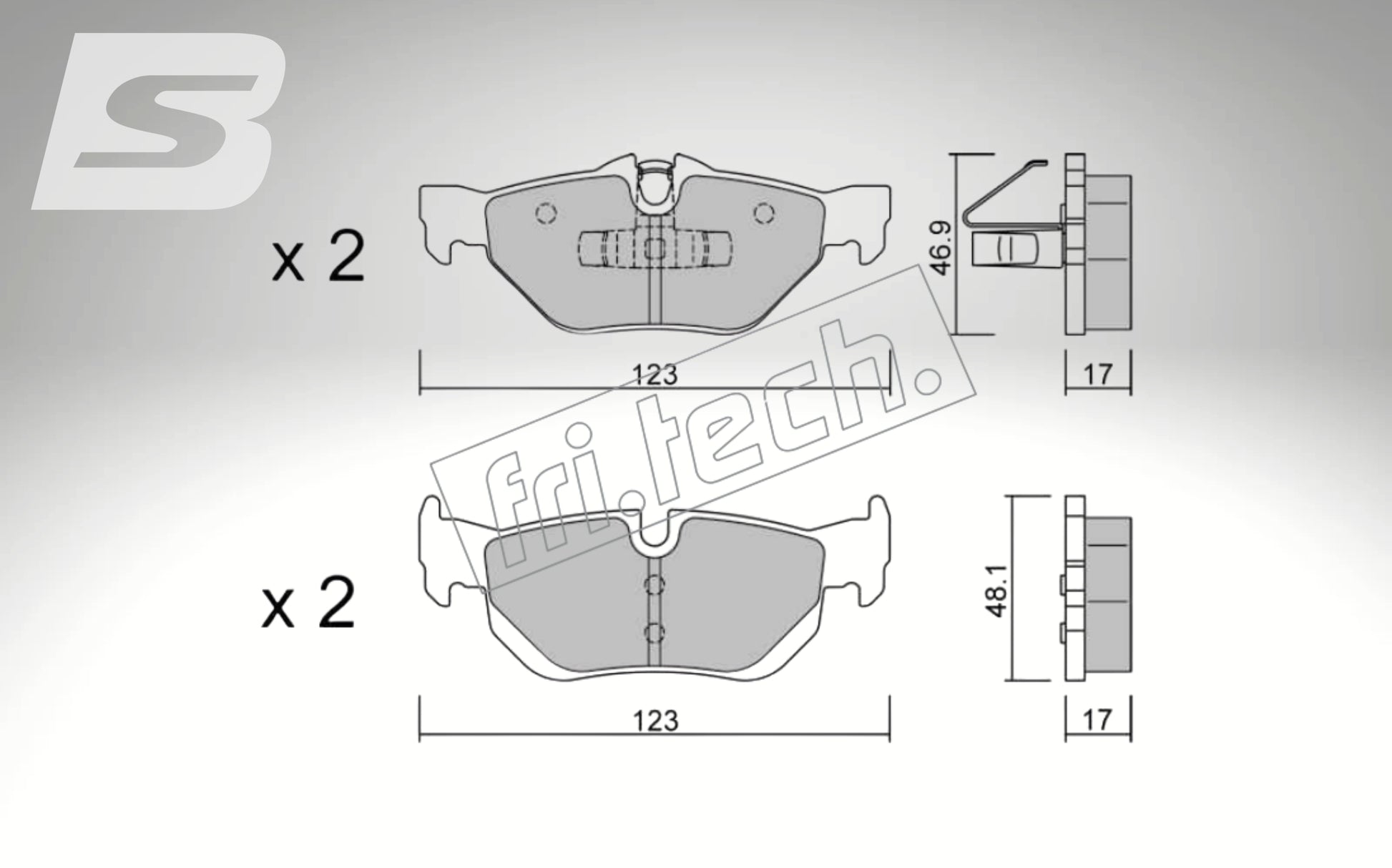 fri.tech. Rear axle brake pads for BMW, part number F64580