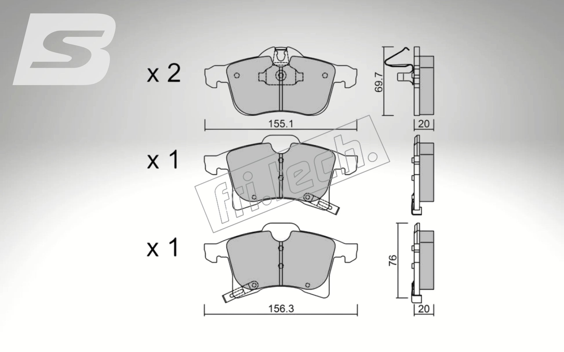 fri.tech. Pastillas de freno de eje delantero para Ford, n.º de pieza F53500