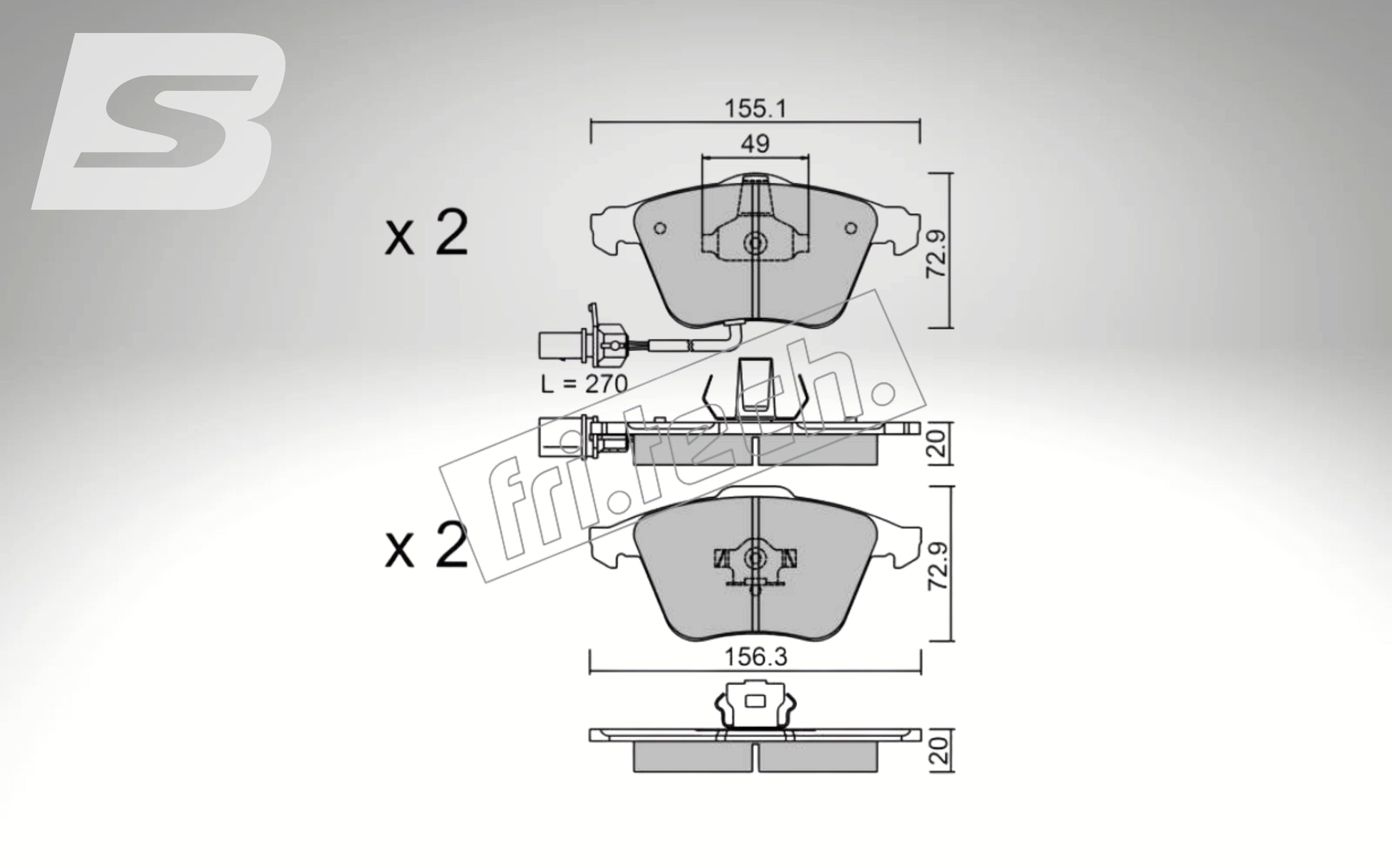 fri.tech. Bremsbeläge Vorderachse für Audi Art. F53651