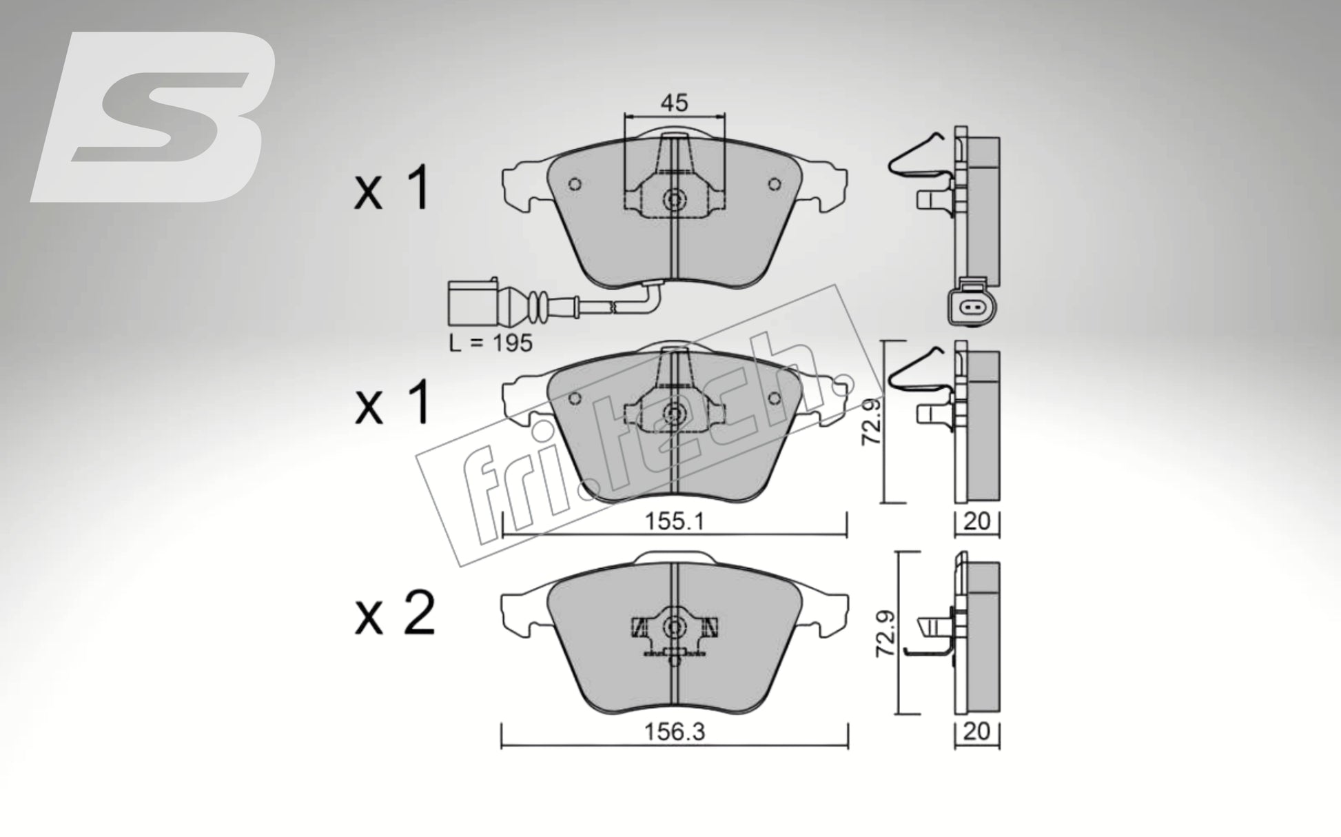 fri.tech. Pastillas de freno de eje delantero para VW, número de pieza F53652